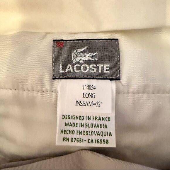 Lacoste light grey Trousers with Gold Button size 38 x 32” polyester - Picture 7 of 9